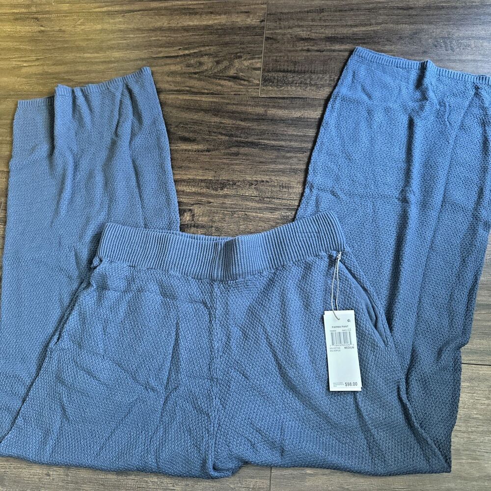 Three Dots Women's Pull-On Straight-Leg Ribbed Parma Pants Partly Cloudy Blue M - Picture 8 of 10